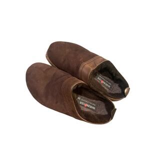 Haflinger Clog Womens 38/7.5 Black Grizzly Wool Felt Brown Trim Slip On Casual